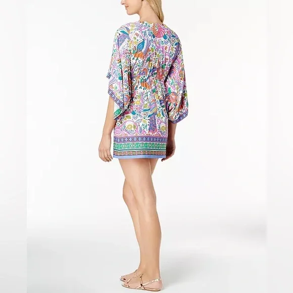 Trina Turk Jungle Beach Paisely-Print Tunic Cover-Up Size Medium Resort Vacation - Picture 2 of 6